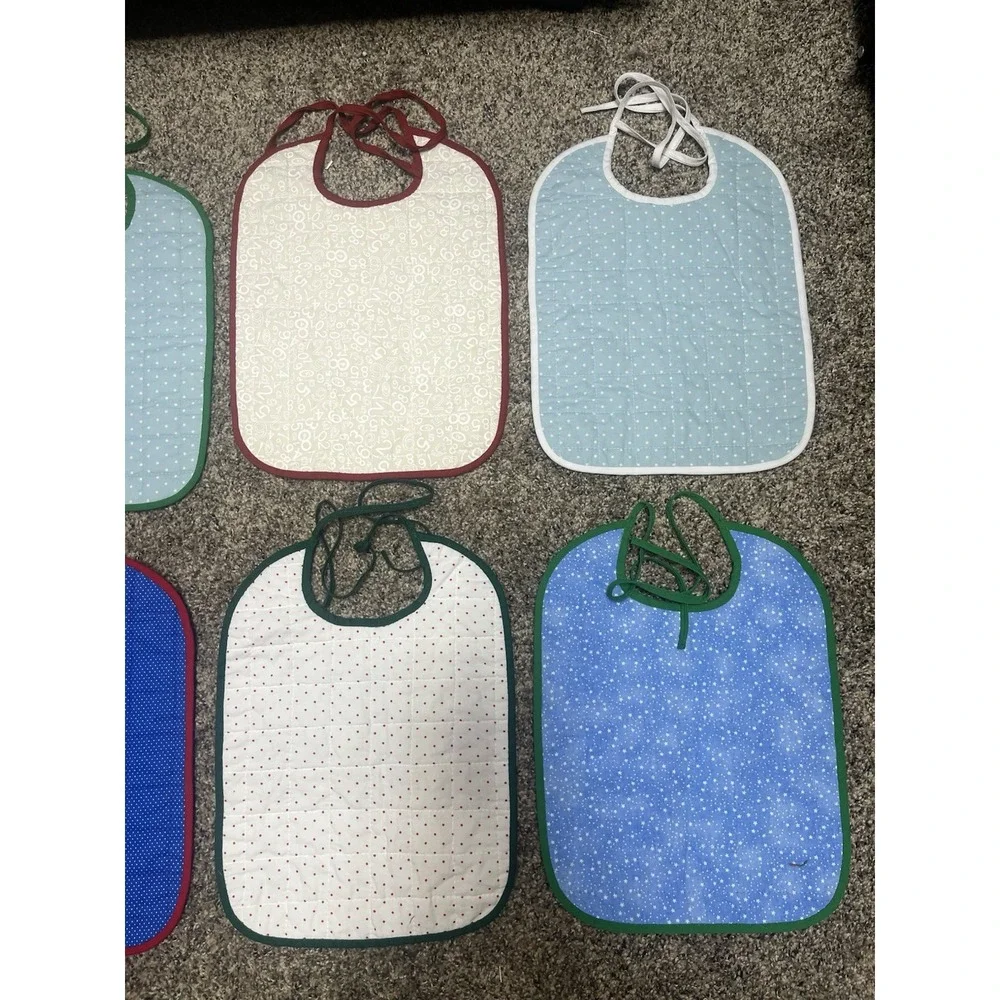 Lot Of 6 Quilted Handmade Christmas Baby Bib Large‎ Size 12